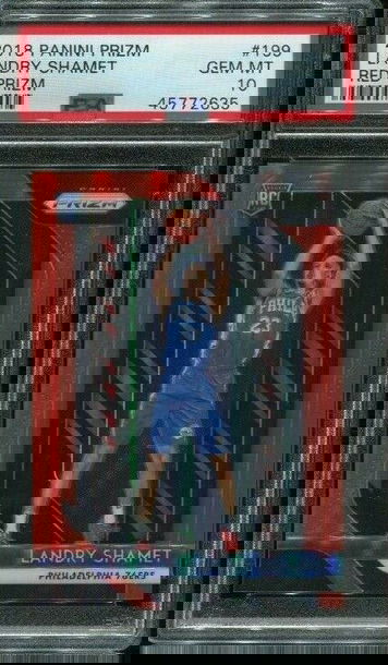 2018 Prizm Landry Shamet Red Prizm Rookie RC #199 33/299 PSA 10