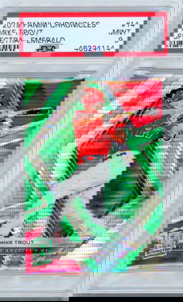 2019 Panini Chronicles Spectra #14 Mike Trout Emerald PSA 10 GEM MINT!