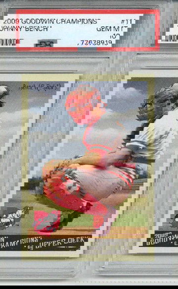 2009 GOODWIN CHAMPIONS #11 JOHNNY BENCH CARD CINCINNATI REDS PSA 10 LOW POP RARE