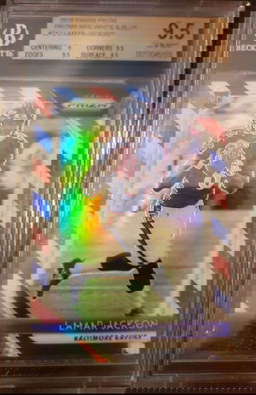 2018 Panini Prizm Prizms Red White Blue Lamar Jackson BGS 9.5