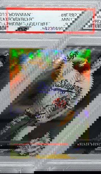 2017 Bowman Chrome Prospects #BCP 82 Walker Buehler GOLD Refractor #/50 PSA 9 POP 2