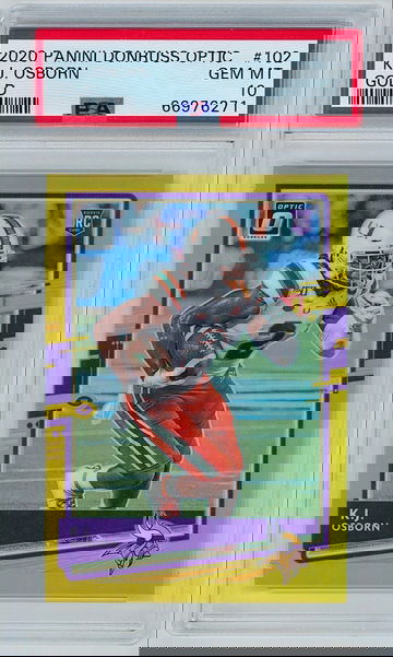 2020 Donruss Optic #102 KJ Osborn - Gold (Prizm) # /10 Rookie | PSA 10