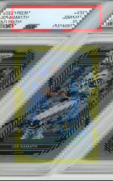 2022 PANINI PRIZM GOLD PRIZM #232 JOE NAMATH CARD JETS /10 PSA 10