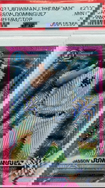 2021 BOWMAN CHROME M/B JASSON DOMINGUEZ PINK REFRACTOR/199 #213 PSA 9 MINT