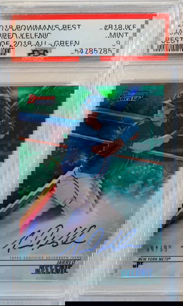 2018 Bowman’s Best Jarred Kelenic Best of 2018 GREEN Auto /99 PSA 9 Mint