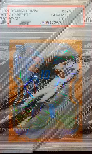 2020 Prizm Justin Herbert Orange Lazer Rookie PSA 10