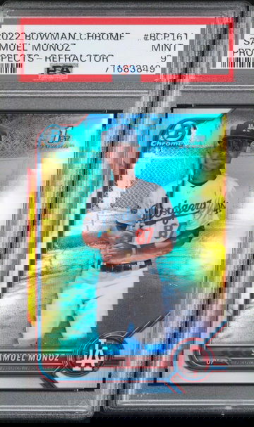 2022 BOWMAN CHROME PROSPECTS SAMUEL MUNOZ #BCP161 PROSPECTS-REFRACTOR PSA 9