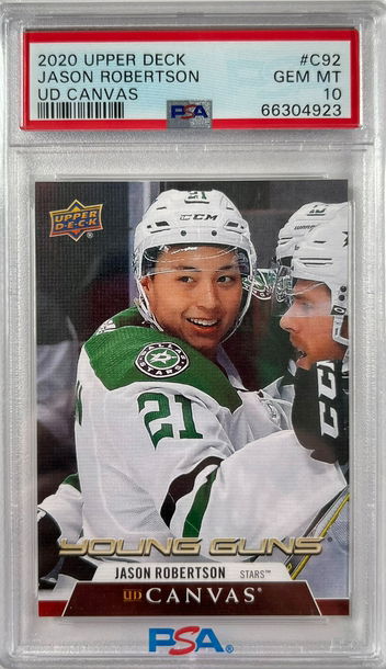 2020 Upper Deck Canvas Jason Robertson Young Guns RC Rookie Card PSA 10 Gem Mint