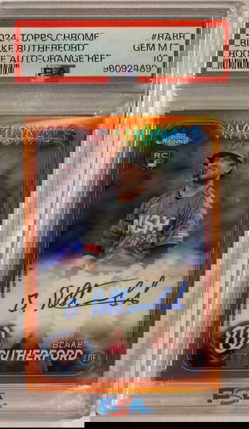 2024 Topps Chrome Blake Rutherford Rookie Auto Orange Refractor 