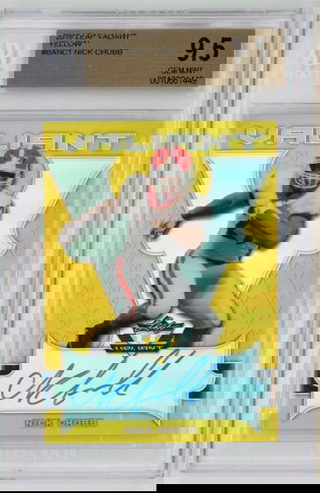 2018 Leaf Valiant Yellow Auto /10 Nick Chubb BGS 9.5 w 10 Autograph