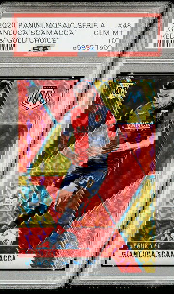 2020 Panini Mosaic Serie A #48 Gianluca Scamacca Red & Gold Choice #47/88 PSA 10