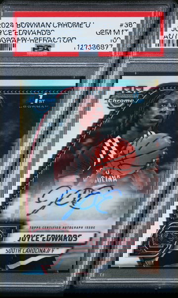 2024 BOWMAN CHROME UNIVERSITY AUTO JOYCE EDWARDS REFRACTOR #36 PSA 10
