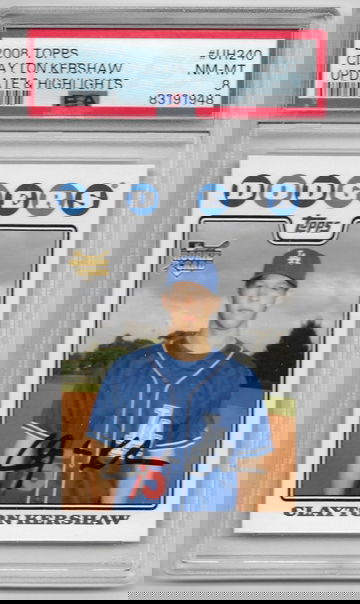 2008 Topps Updates and Highlights Clayton Kershaw PSA 8