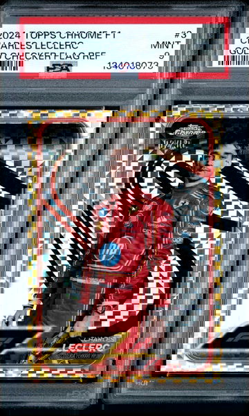 2024 Topps Chrome F1 Charles LeClerc Gold Checker Flag Refractor /50 PSA 9 Ferrari Formula 1 #3 Portrait