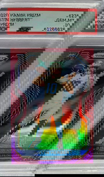 2020 Panini Prizm Justin Herbert Pink Prizm PSA 10 Gem MT