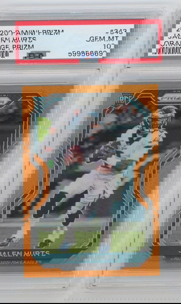 JALEN HURTS 2020 PANINI PRIZM ROOKIE ORANGE /249 PSA 10 GEM MINT 