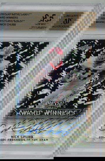 2018 Leaf Metal Draft Award Winners Prismatic Wave Black Auto /7 Nick Chubb BGS 9.5 w 10 Autograph Pop 1!!!!