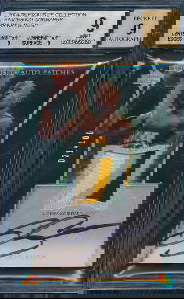 2004-05 Exquisite Collection Patches Autographs #RA Ray Allen BGS 9 Auto 9