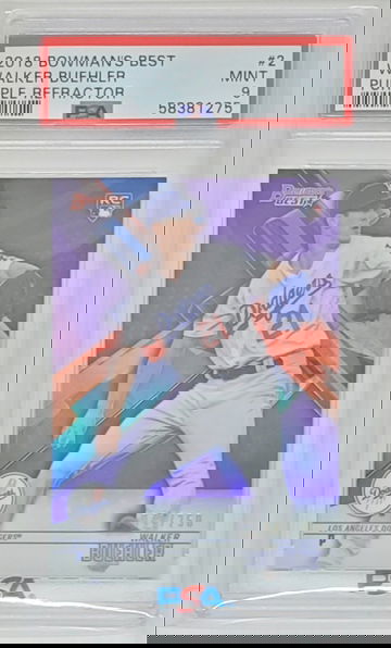 2018 BOWMANS BEST WALKER BUEHLER SP RC PURPLE REFRACTOR #/250 PSA 9 POP 2