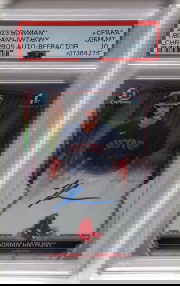 Roman Anthony 2023 Bowman Chrome 1st Refractor #/499, Auto, PSA 10