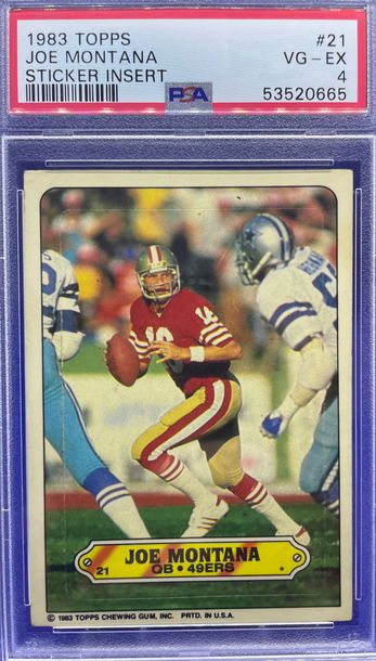 1983 Topps Joe Montana #21 Sticker Insert San Francisco 49ers PSA 4 VG-EX HOF