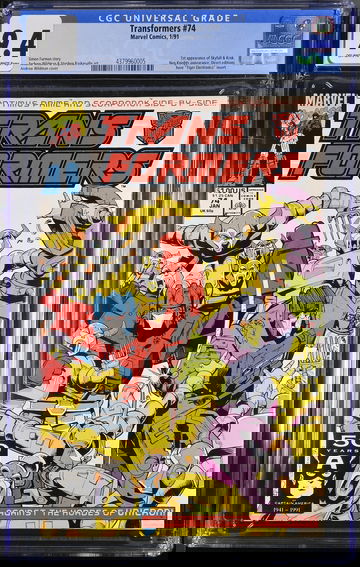 TRANSFORMERS #74 CGC 9.4 OffW - W Pgs 1st Appearance of Skyfall Low Print Run