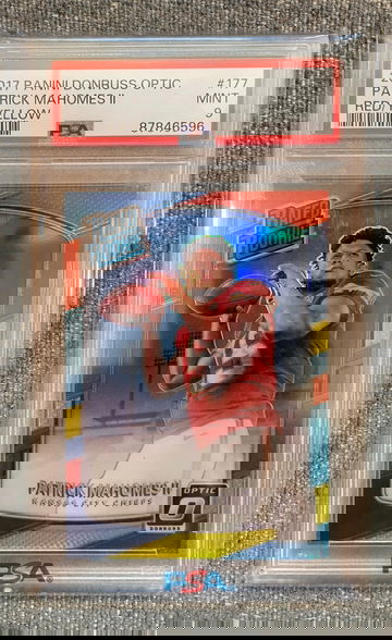 2017 Donruss Optic Rated Rookie Red and Yellow Prizm Patrick Mahomes (RC) - PSA 9