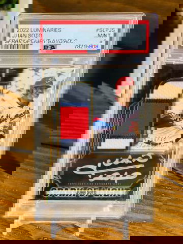 Juan Soto Game Used Jersey Auto /15 POP 1 Spark of Light Luminaries Relic PSA 9