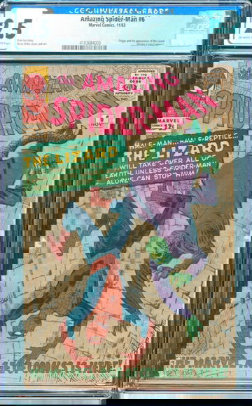 Amazing Spider-Man #6 (1963) CGC 2.5 -- O/w to white; 1st & origin of Lizard