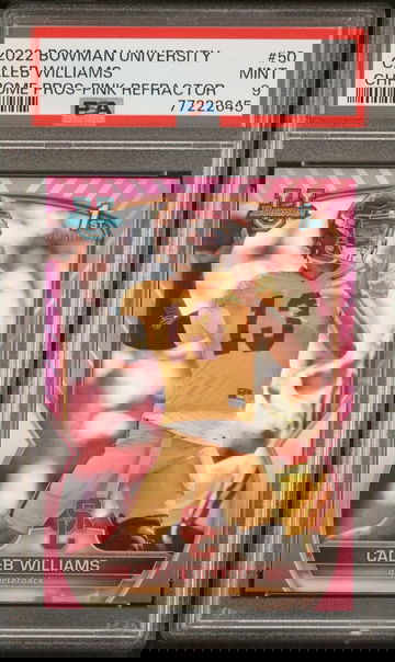 2022 Bowman University Chrome Caleb Williams Pink Refractor PSA 9