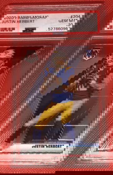 2020 Panini Mosaic Justin Herbert RC PSA 10 Gem Mint #204 Rookie
