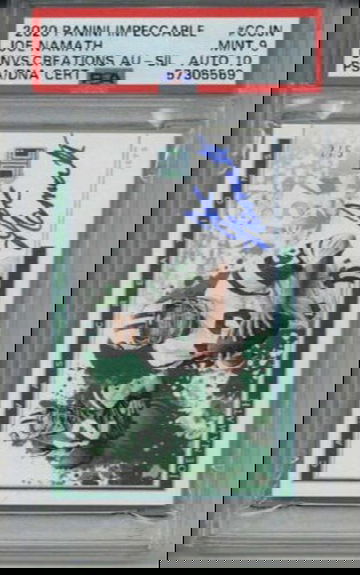 2020 PANINI CANVAS CREATIONS JOE NAMATH AUTO CARD JETS LE 2/5 PSA 9 LOW POP