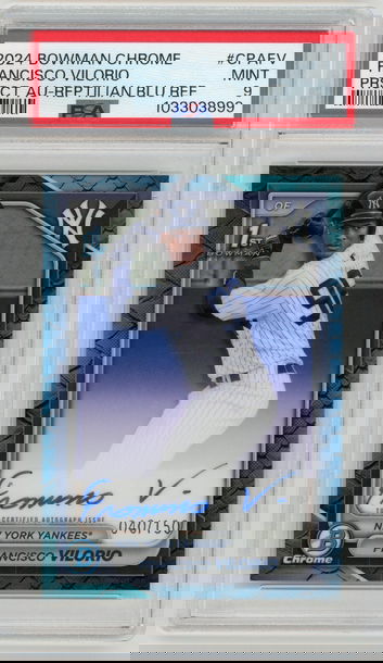 FRANCISCO VILORIO 2024 Bowman Chrome 1st Reptilian Blue Refractor Auto Rc #40/150 PSA 9