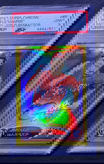 2012 Topps Chrome Bryce Harper Gold Refractor Rookie Auto Autograph PSA 9