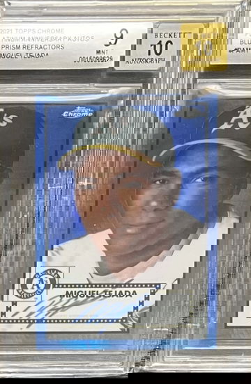 /99  2021 Topps Chrome Platinum Miguel Tejada Auto Blue Prism Refractor BGS Slab