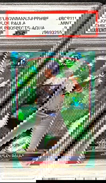 2023 Bowman Sapphire Chrome Prospects Aqua /55 Josue De Paula PSA 9 MINT Dodgers