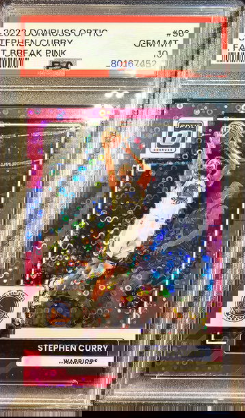 2022-23 Optic Stephen Curry Pink Fast Break /25 GS Warriors PSA 10, POP 3