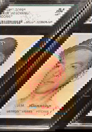 Jim Bunning 1957 Topps #338 Detroit Tigers HOF Rookie RC SGC 84 NM 7 