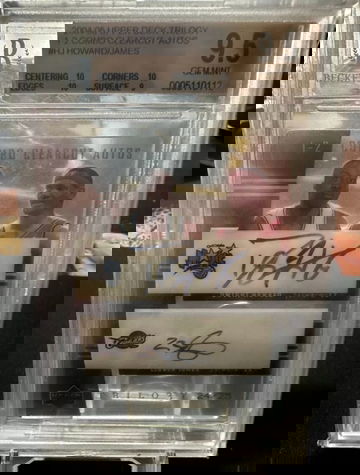 2004 Dwight Howard / LeBron James Upper Deck Trilogy One Two Combo Clearcut Autographs BGS 9.5