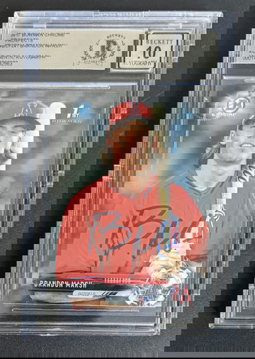 Brandon Marsh Autographed 2017 Bowman Chrome 1st! 10 Auto Grade!