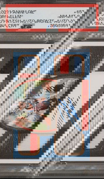 2021 Panini One Josh Allen On Card Auto #07/25 Game Worn Patch PSA 8 Auto 10