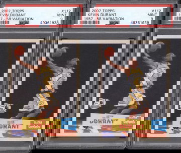 LOT x2 2007 Topps 112 Kevin Durant 1957 Variation RC ROOKIE PSA 9 MINT