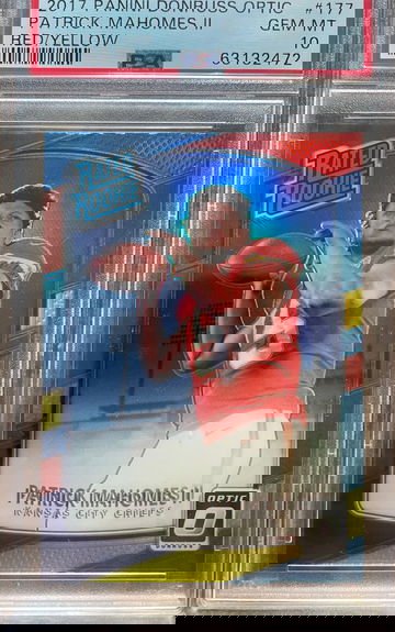 2017 Panini Donruss Optic Patrick Mahomes II Red Yellow PSA 10
