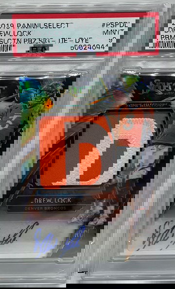 2019 Select Drew Lock Prime Selections Signature Tie Dye Auto PSA 9