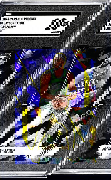 2023-24 Panini Phoenix #10 Jayson Tatum Fade To Black Blue Ice SGC 10