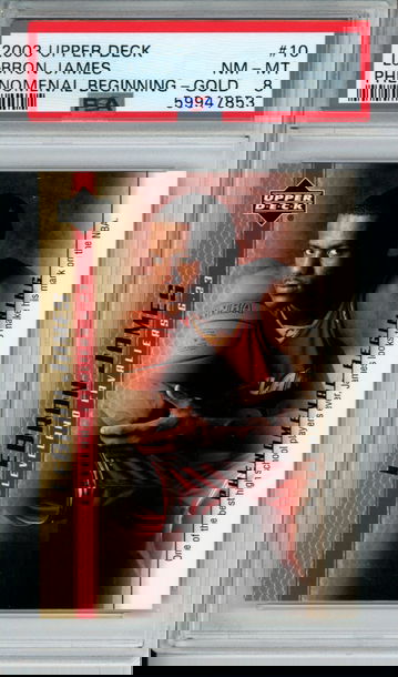 LEBRON JAMES 2003 Upper Deck Phenomenal Beginning GOLD #10 PSA 8 ROOKIE RC Cavs