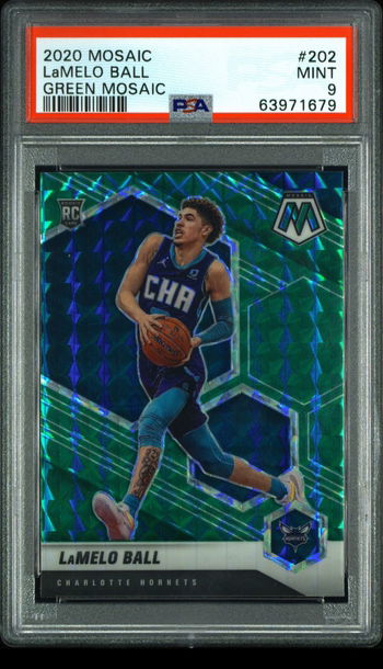 💎🧨 2020 Mosaic Basketball LaMELO BALL Green Mosaic SP Rookie PSA MINT 9 🏀🦁