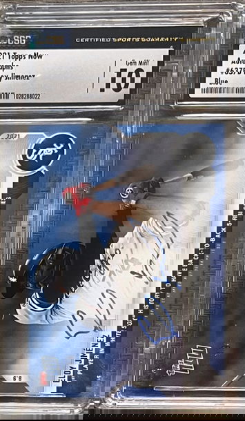 /49 2021 Topps Now Eloy Jimenez Blue Auto CSG Graded Slab GEM-MINT 10/10