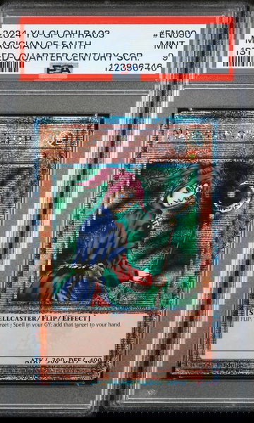 2024 Yu-Gi-Oh! RA03 Quarter Century SCR Magician of Faith #EN090 1st Ed PSA 9