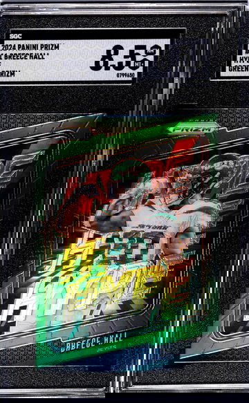 2024 Panini Prizm #11 Breece Hall Hype Green Prizm SGC 8.5